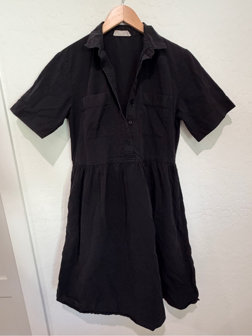 Everlane Black Short-Sleeve Shirt Dress